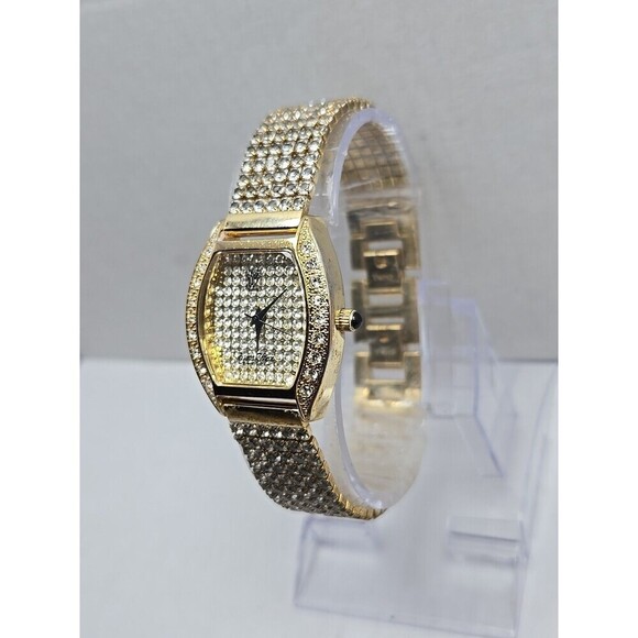 Victoria Wieck Gold Tone Pave Crystal Watch New Battery Womens Quartz Bracelet - Picture 2 of 10